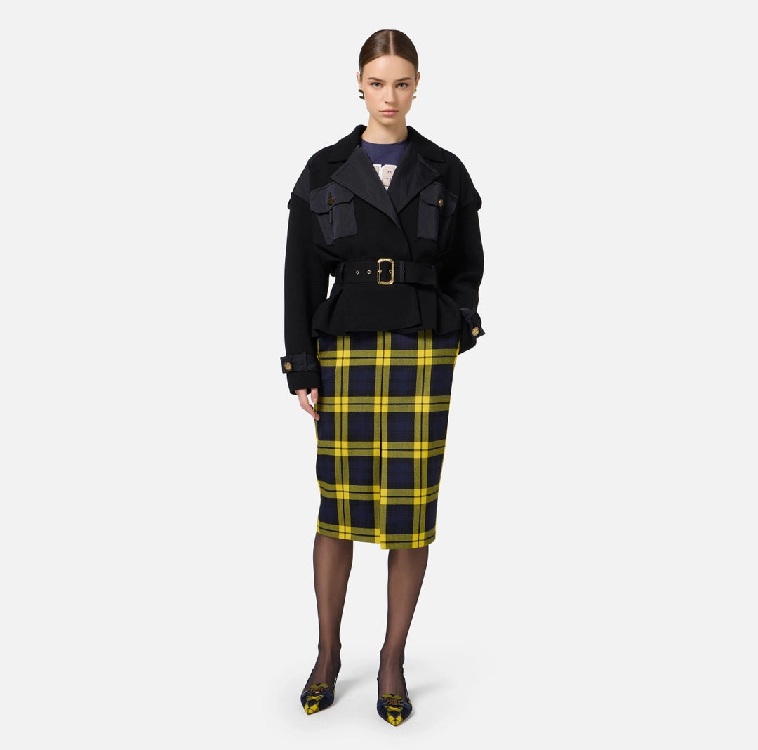 ELS-JK05M47 BLACK BELTED JACKET