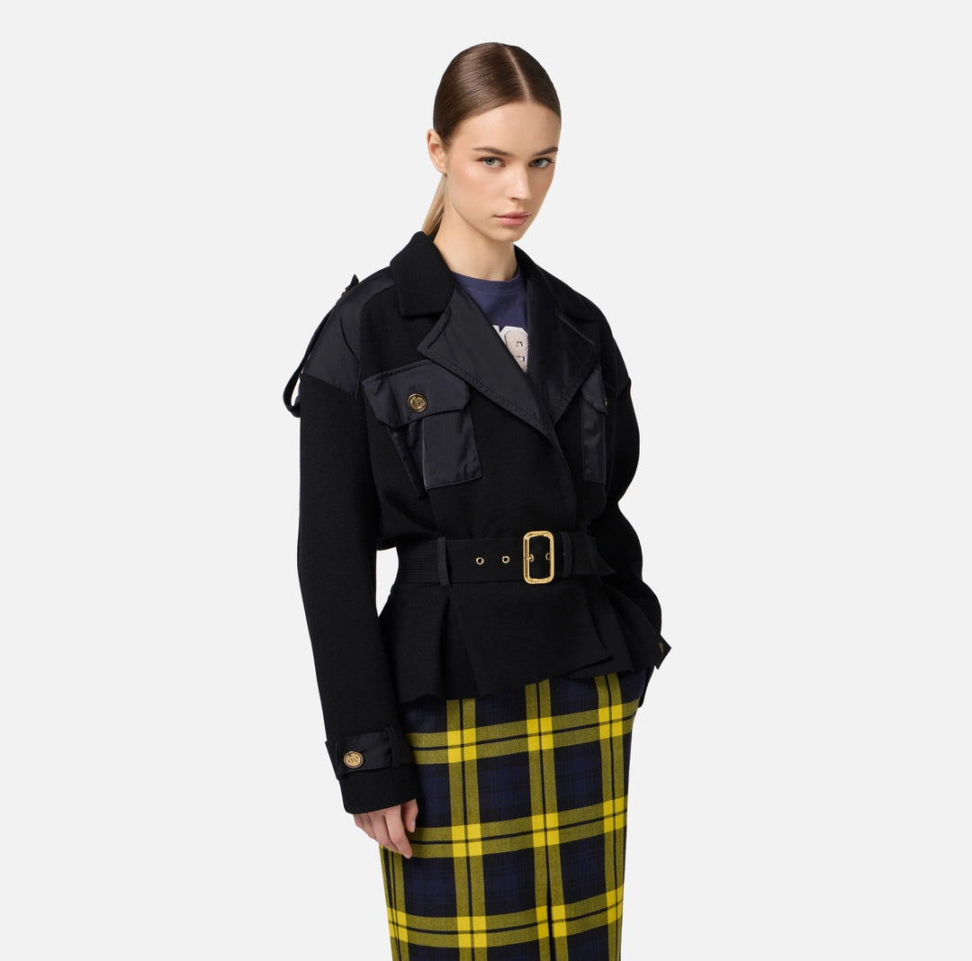 ELS-JK05M47 BLACK BELTED JACKET