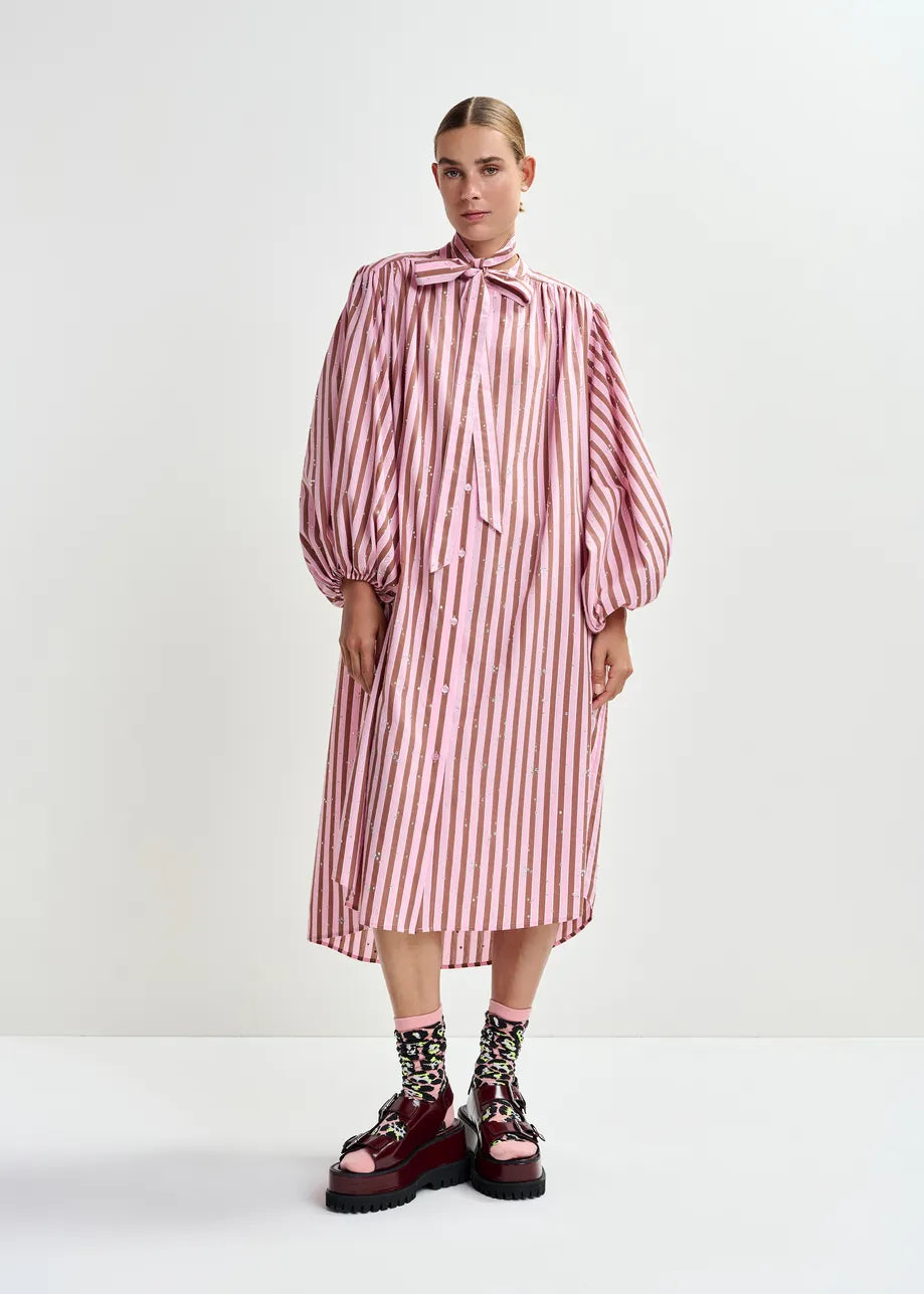 ESA-JODIANNA PINK STRIPE DRESS