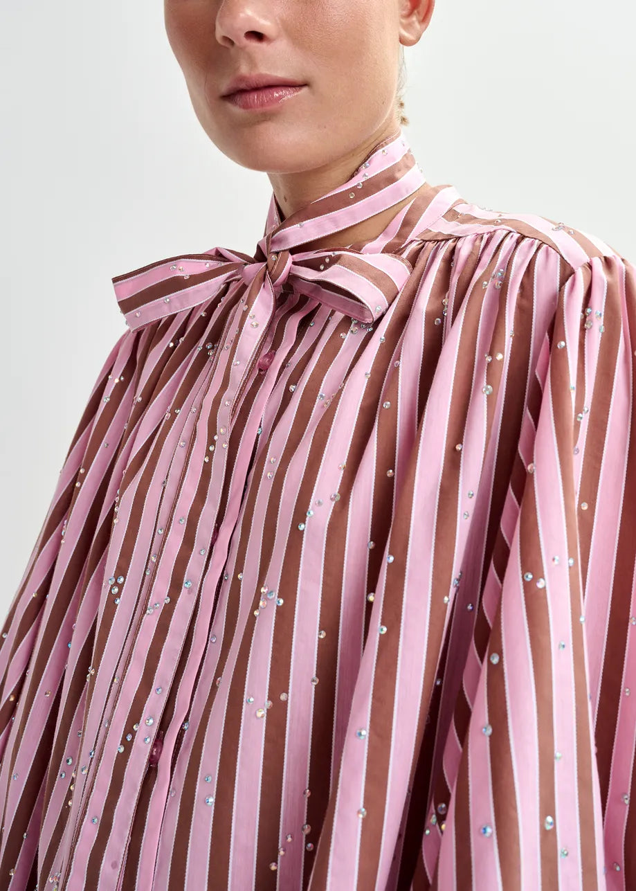 ESA-JODIANNA PINK STRIPE DRESS