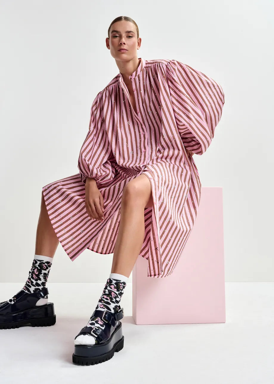 ESA-JODIANNA PINK STRIPE DRESS