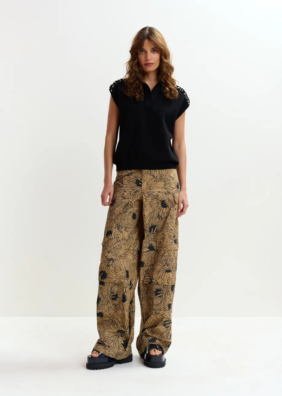 ESA-JOLINE BLACK EMBELLISHED VEST