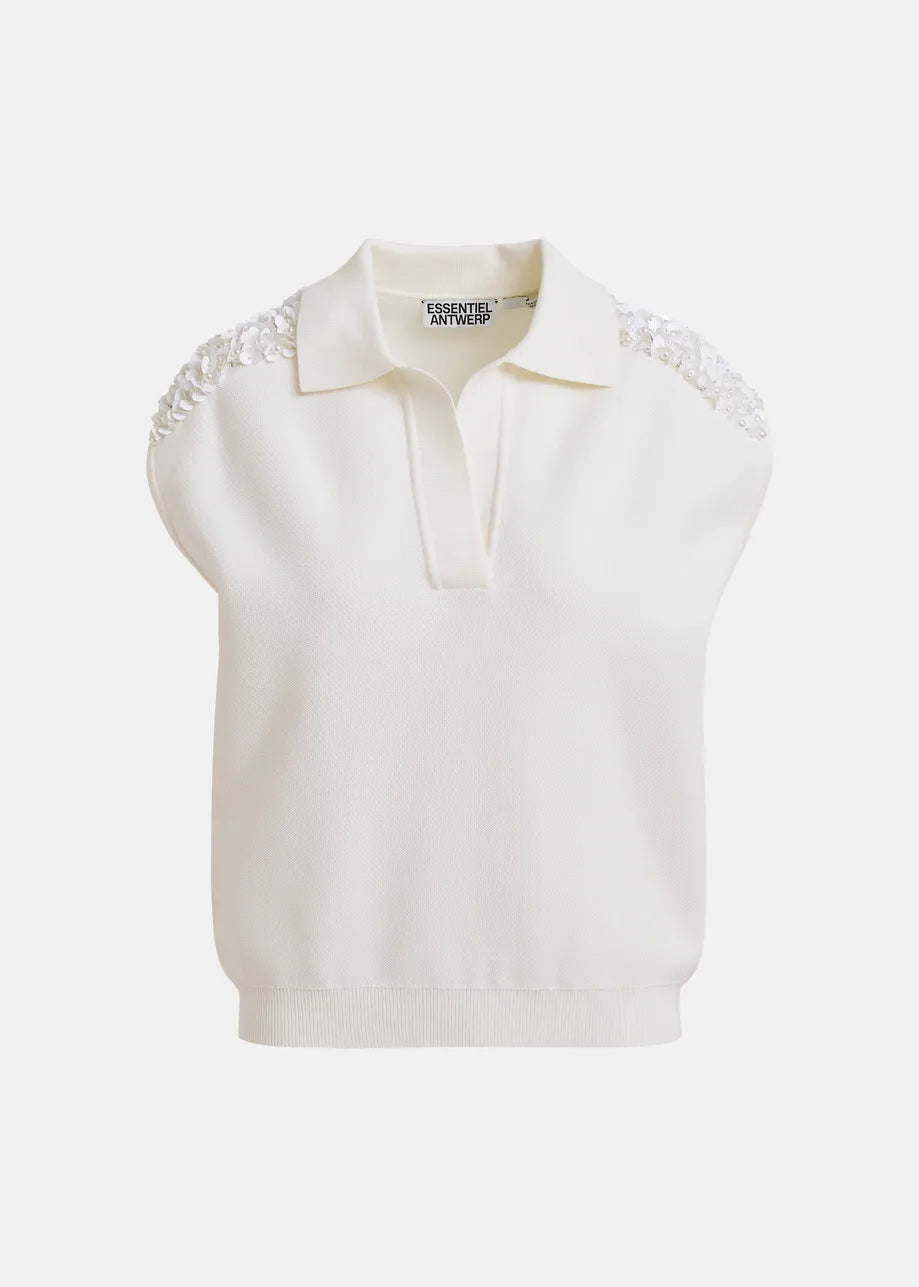 ESA-JOLINE OFF WHITE EMBELLISHED VEST