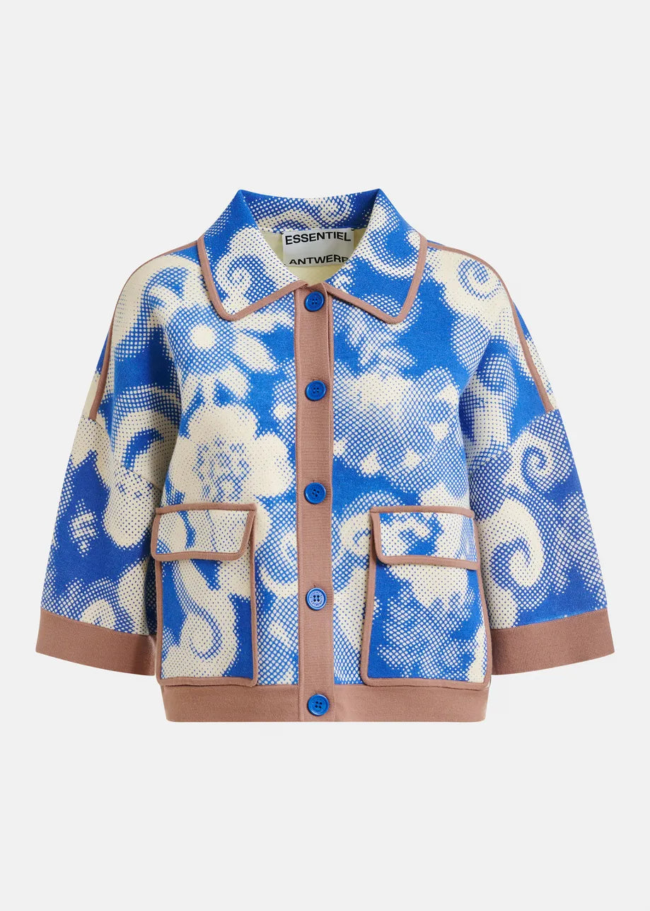 ESA-JOLY BLUE&BROWN PRINTED JACKET
