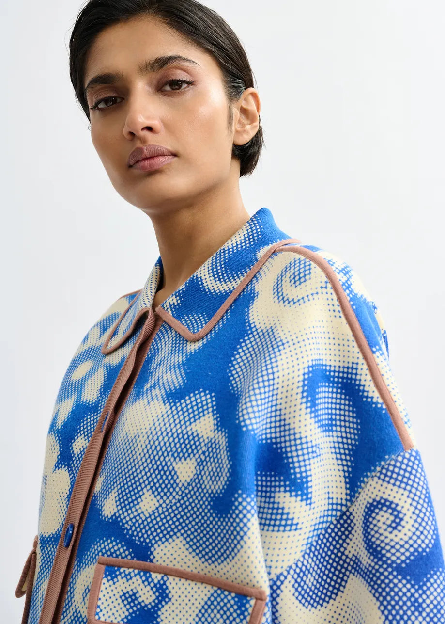 ESA-JOLY BLUE&BROWN PRINTED JACKET