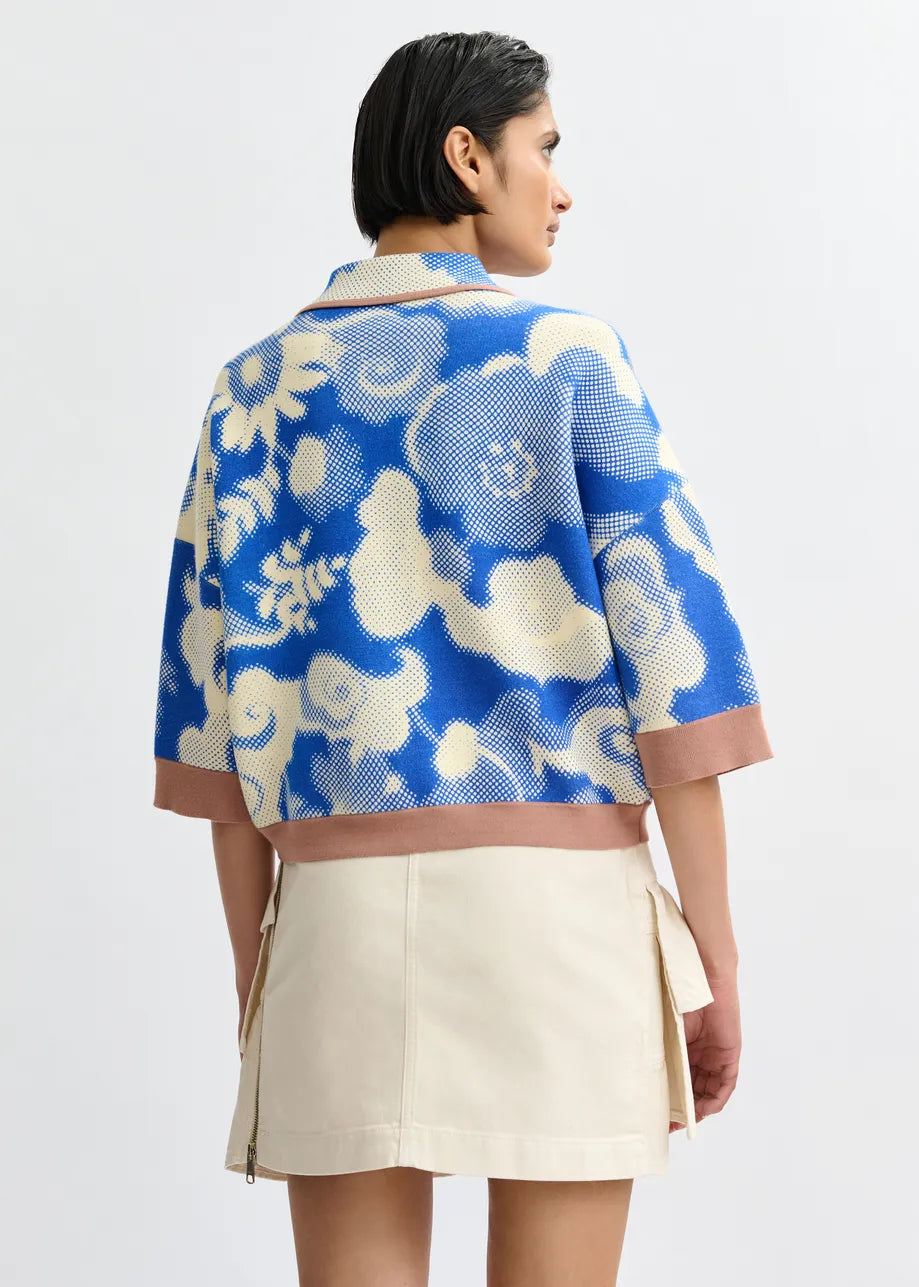 ESA-JOLY BLUE&BROWN PRINTED JACKET