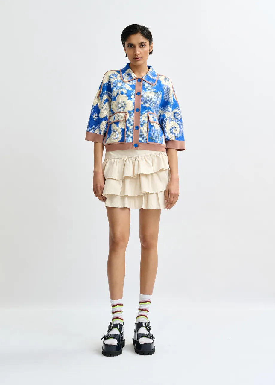 ESA-JOLY BLUE&BROWN PRINTED JACKET