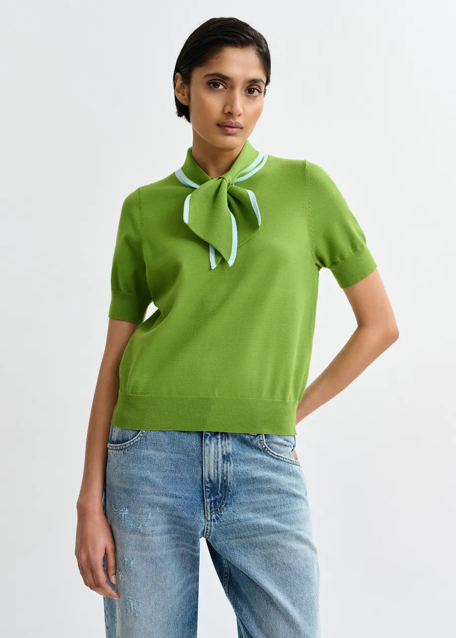 ESA-JONDA GREEN&BLUE CONTRAST TIE TOP