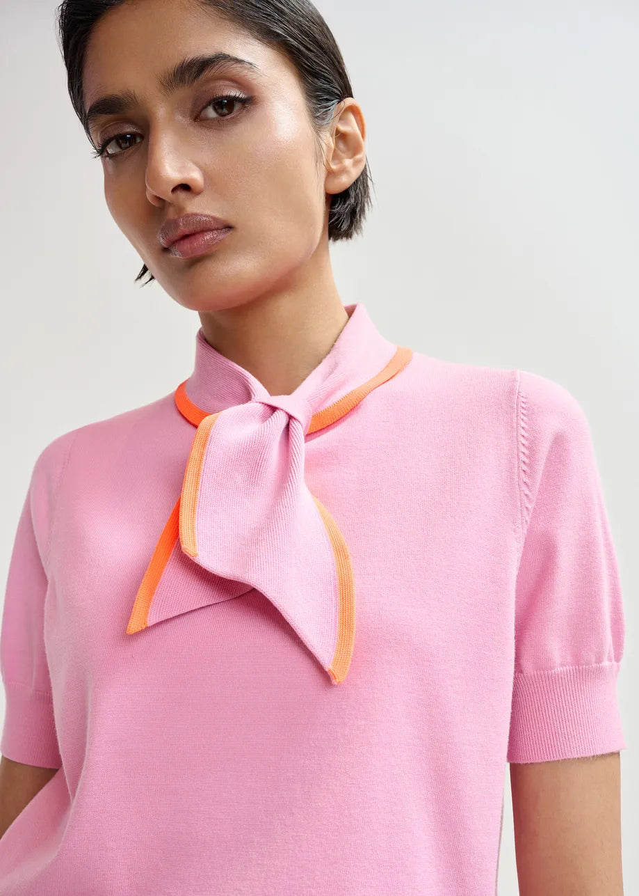 ESA-JONDA PINK&ORANGE CONTRAST TIE TOP