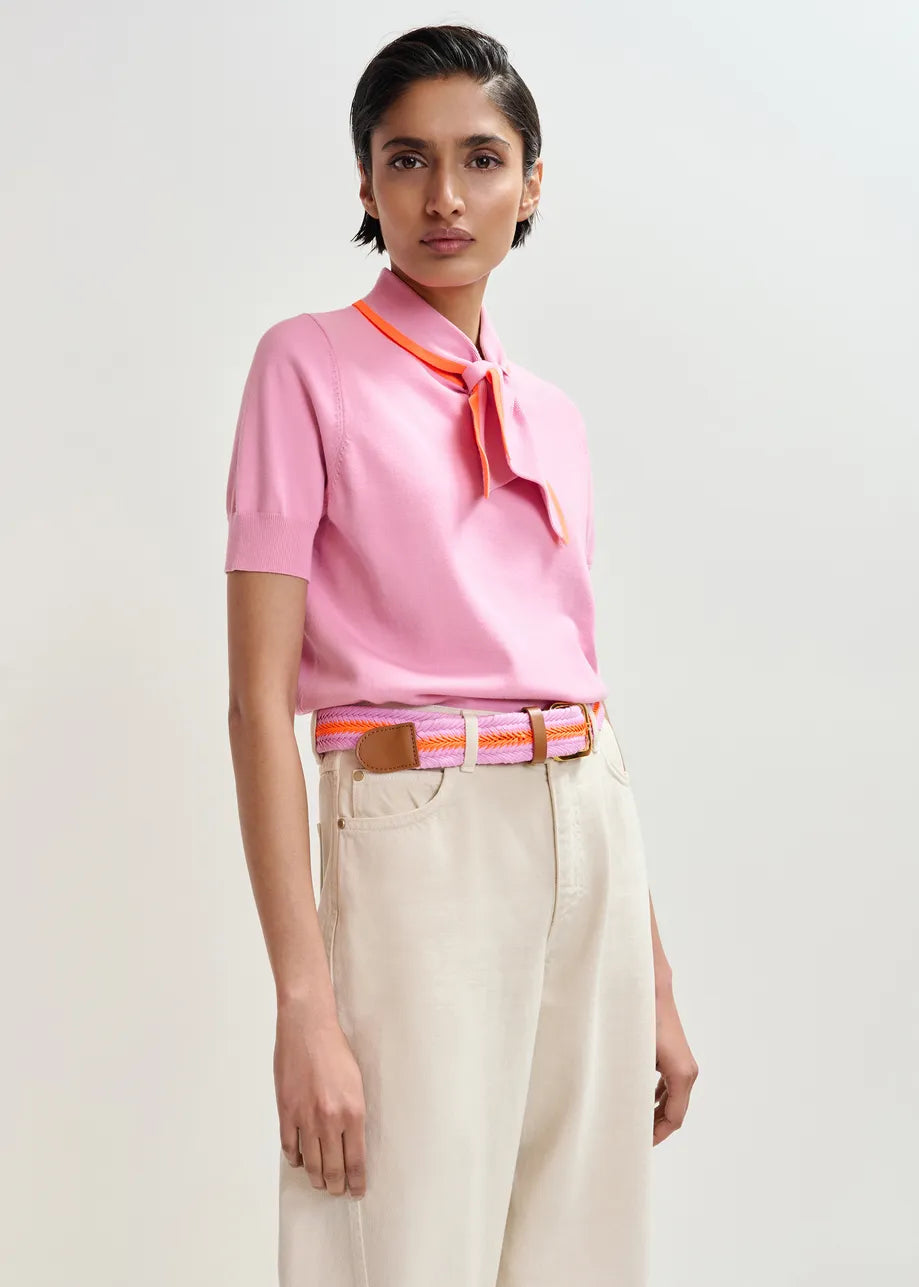 ESA-JONDA PINK&ORANGE CONTRAST TIE TOP