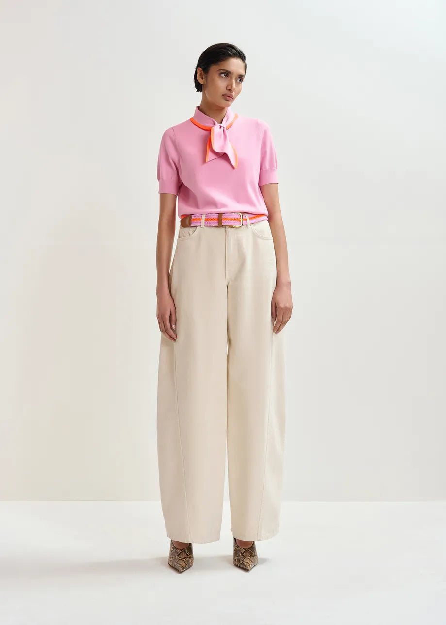 ESA-JONDA PINK&ORANGE CONTRAST TIE TOP