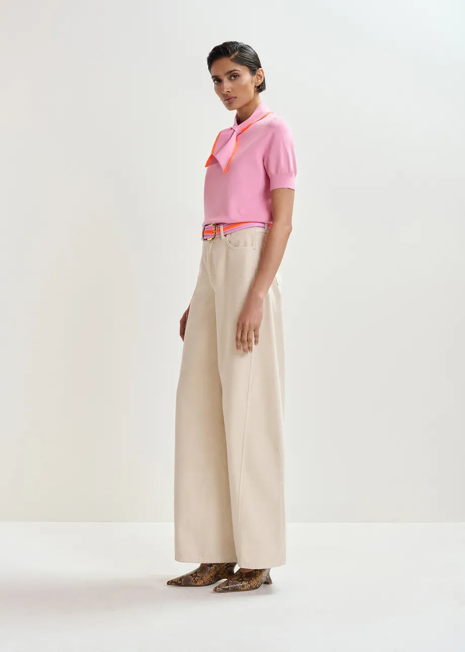 ESA-JONDA PINK&ORANGE CONTRAST TIE TOP