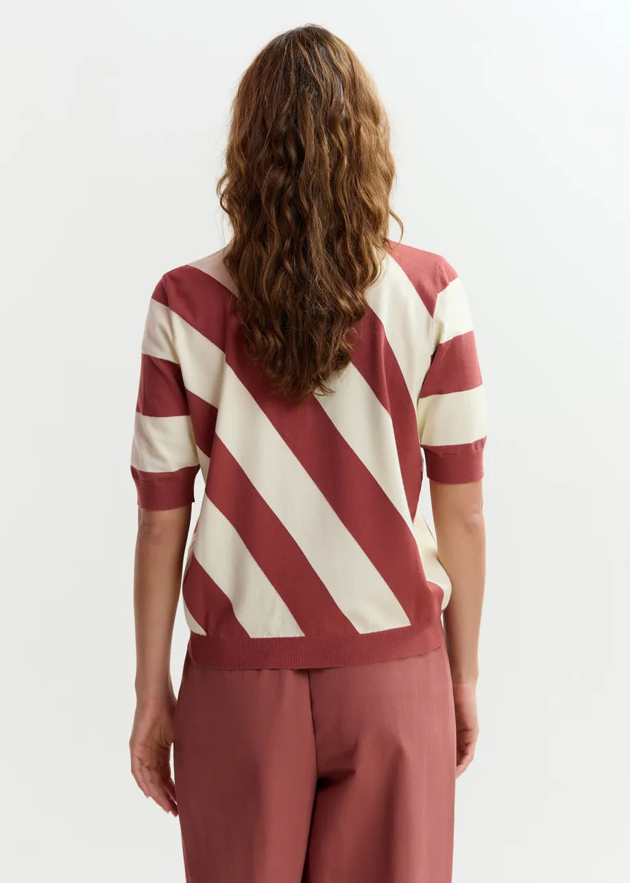 ESA-JORAM RUST STRIPED POLO SHIRT