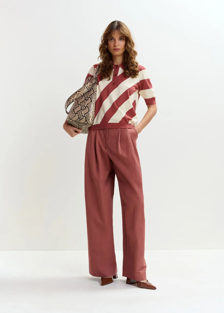 ESA-JORAM RUST STRIPED POLO SHIRT