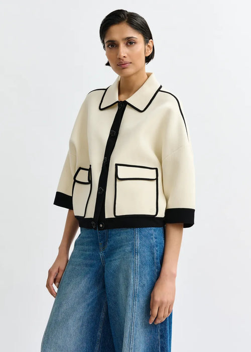 ESA-JUGLY OFF WHITE KNIT JACKET