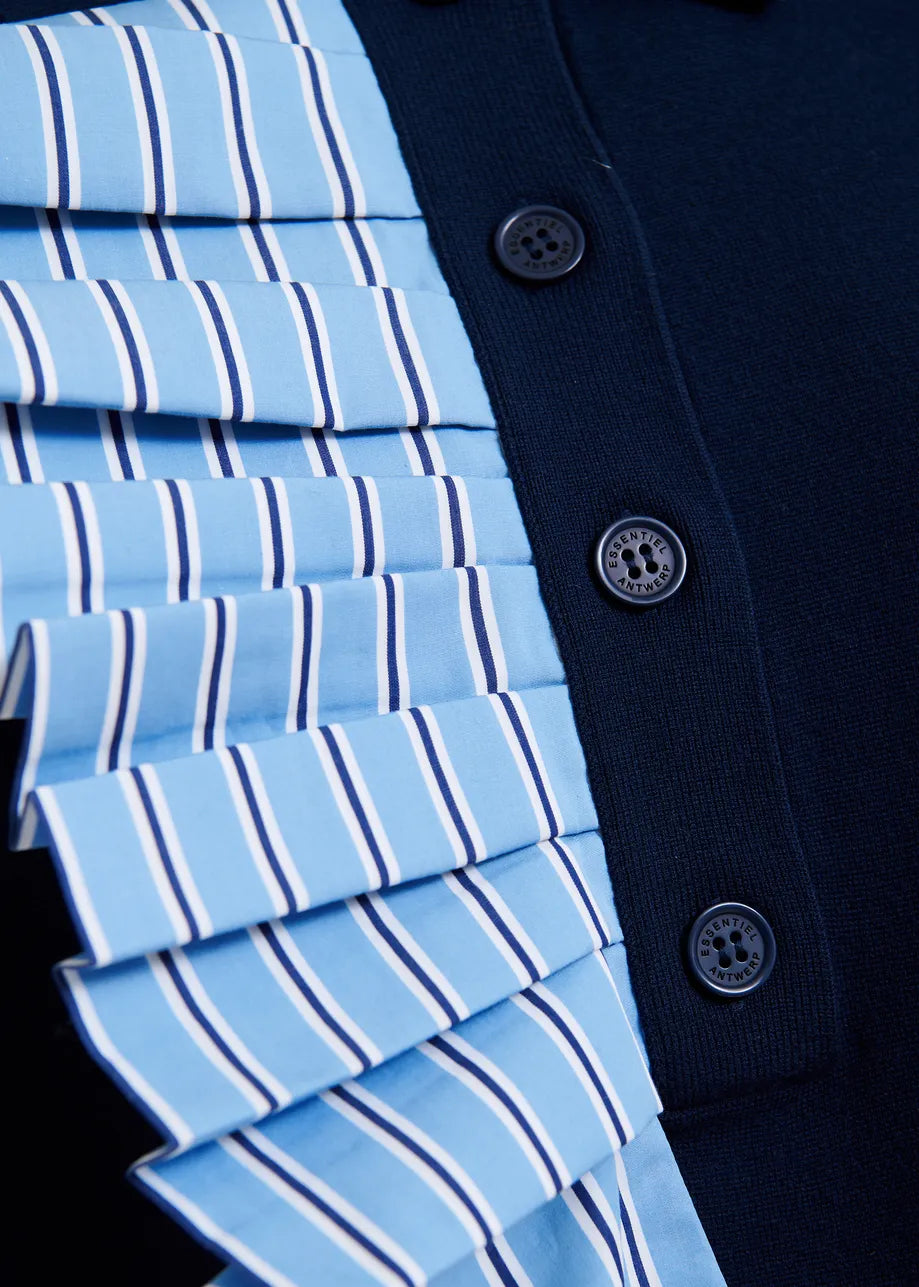 ESA-JUMBLE NAVY FRILL POLO SHIRT