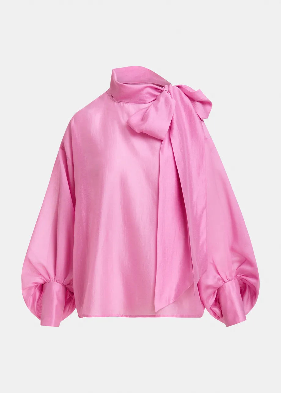 ESA-KARISMATIC PINK BOW TIE BLOUSE