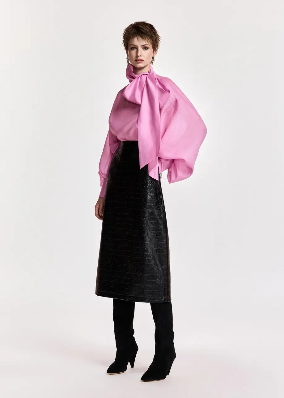 ESA-KARISMATIC PINK BOW TIE BLOUSE