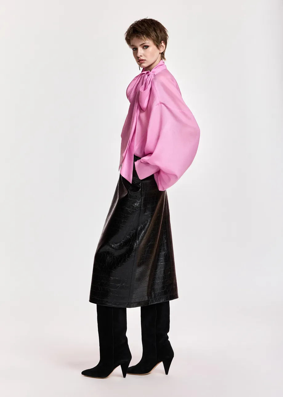 ESA-KARISMATIC PINK BOW TIE BLOUSE