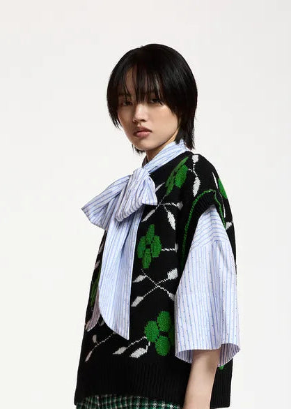 ESA-KARRE BLACK&GREEN EMBROIDERED VEST