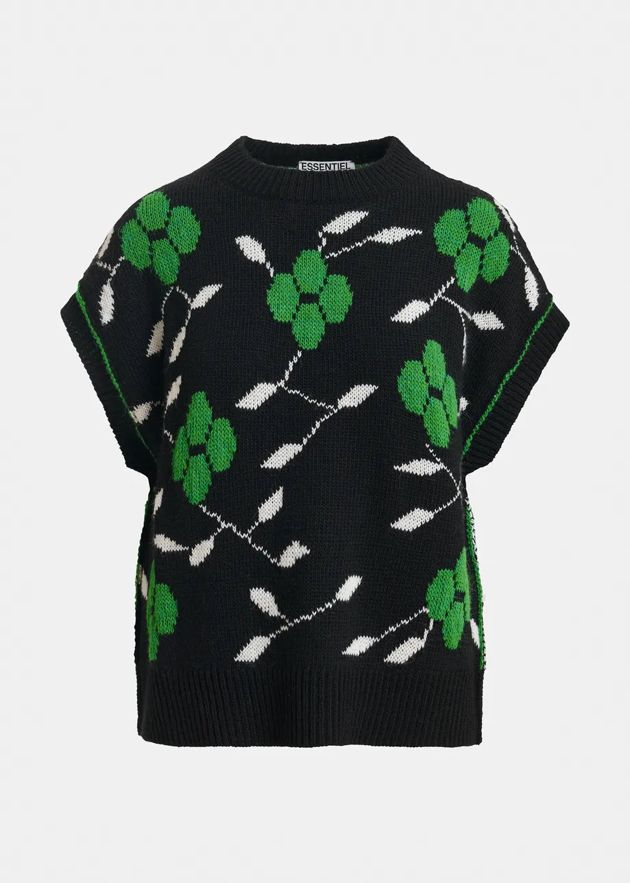 ESA-KARRE BLACK&GREEN EMBROIDERED VEST
