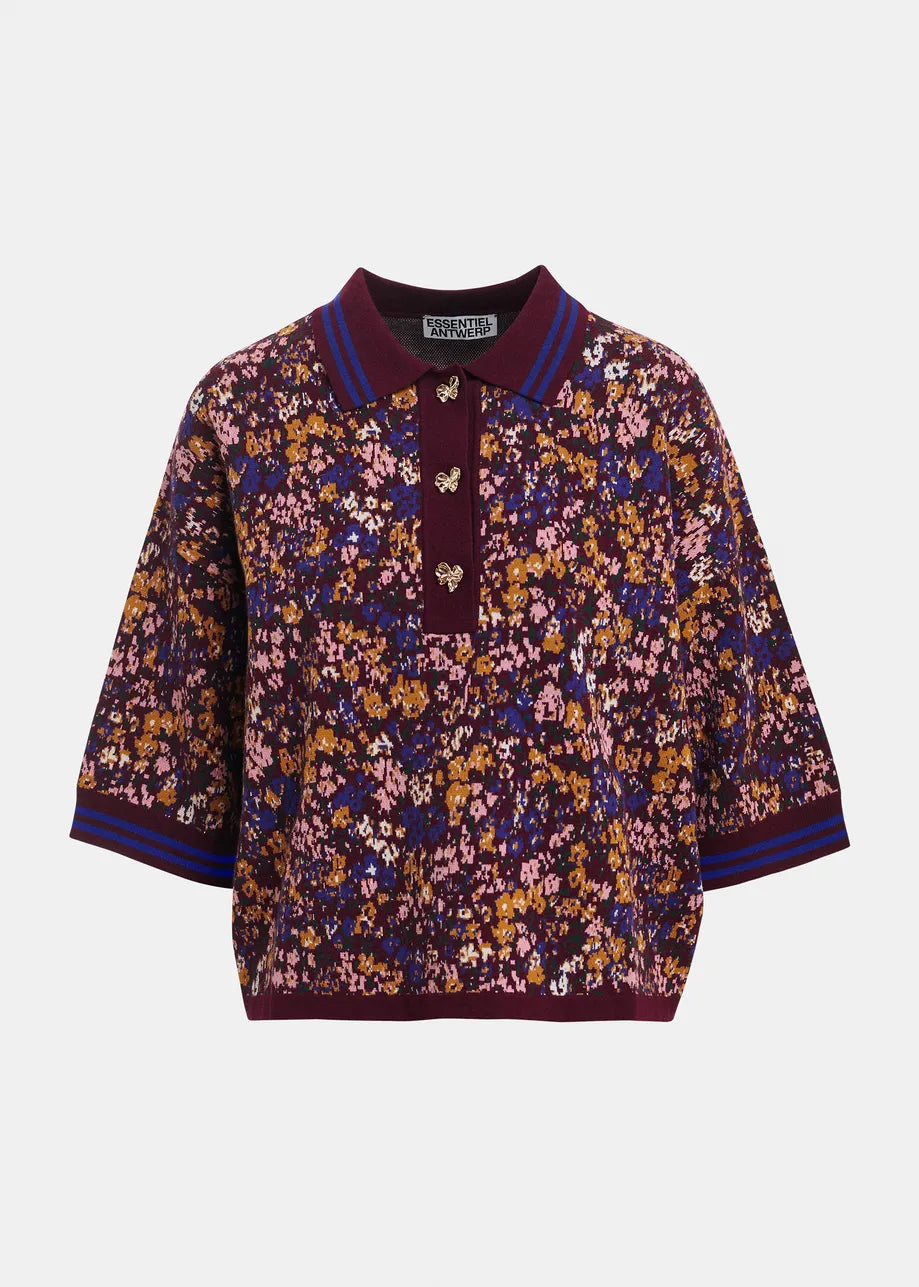 ESA-KARTOS WINE COMBO JACQUARD POLO TOP