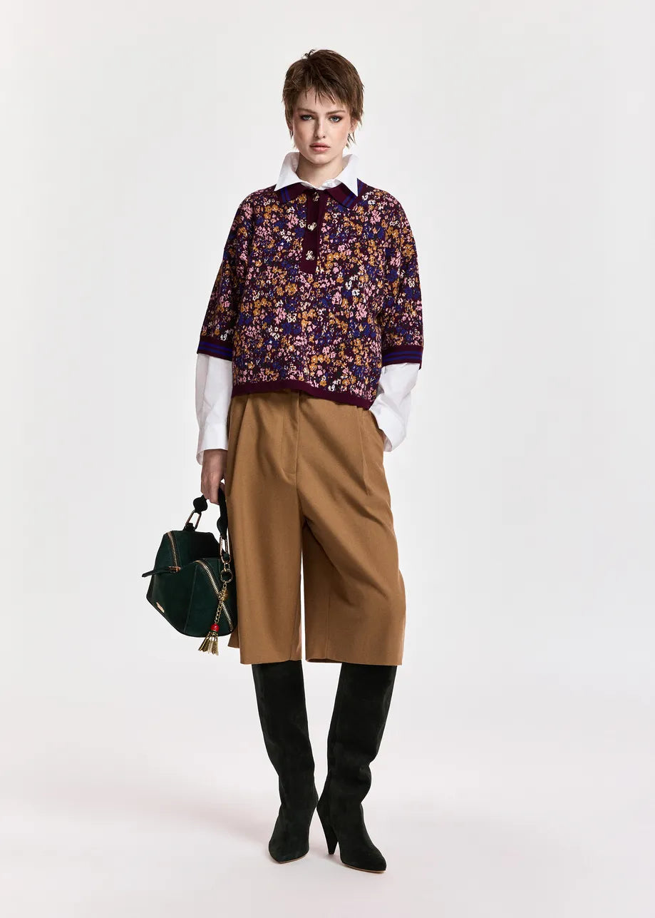 ESA-KARTOS WINE COMBO JACQUARD POLO TOP