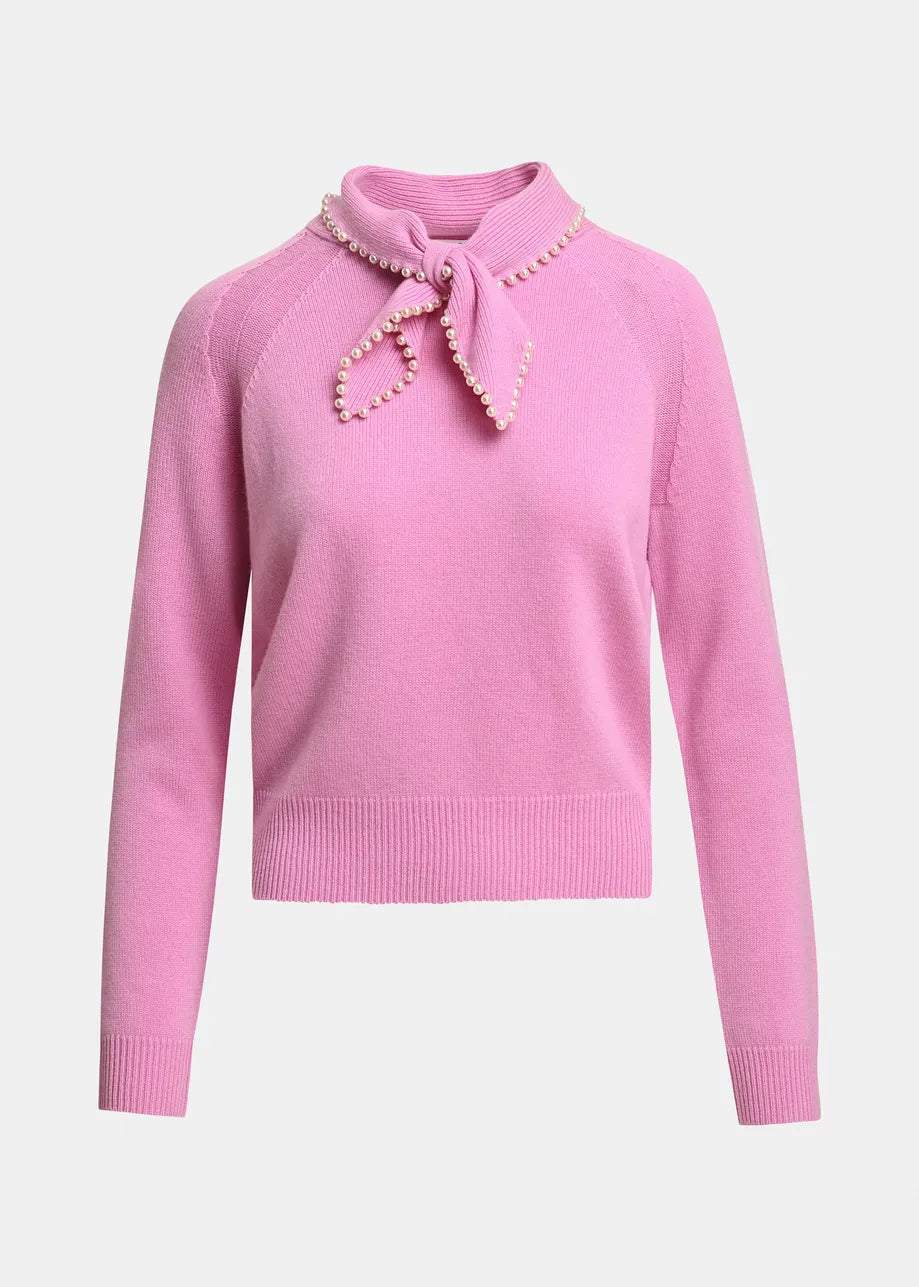 ESA-KASA PINK BEADED COLLAR TOP