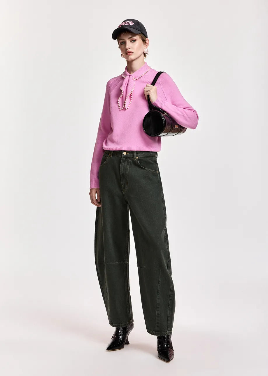 ESA-KASA PINK BEADED COLLAR TOP