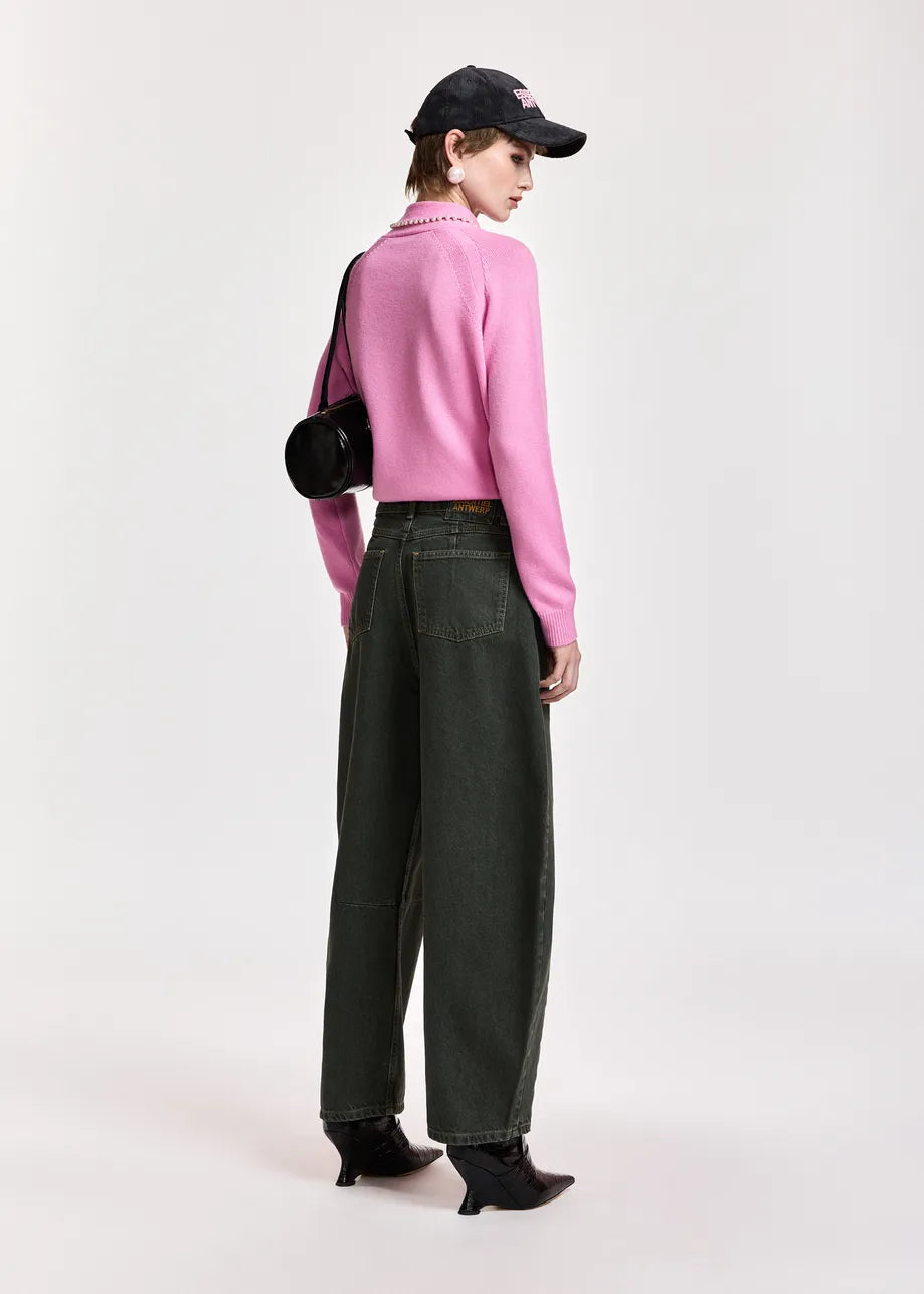 ESA-KASA PINK BEADED COLLAR TOP