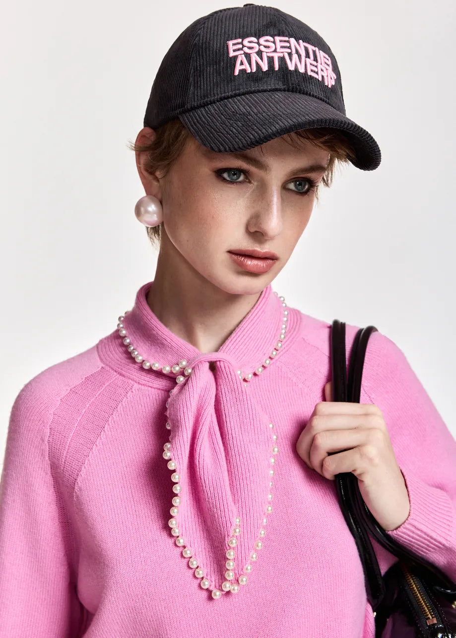 ESA-KASA PINK BEADED COLLAR TOP