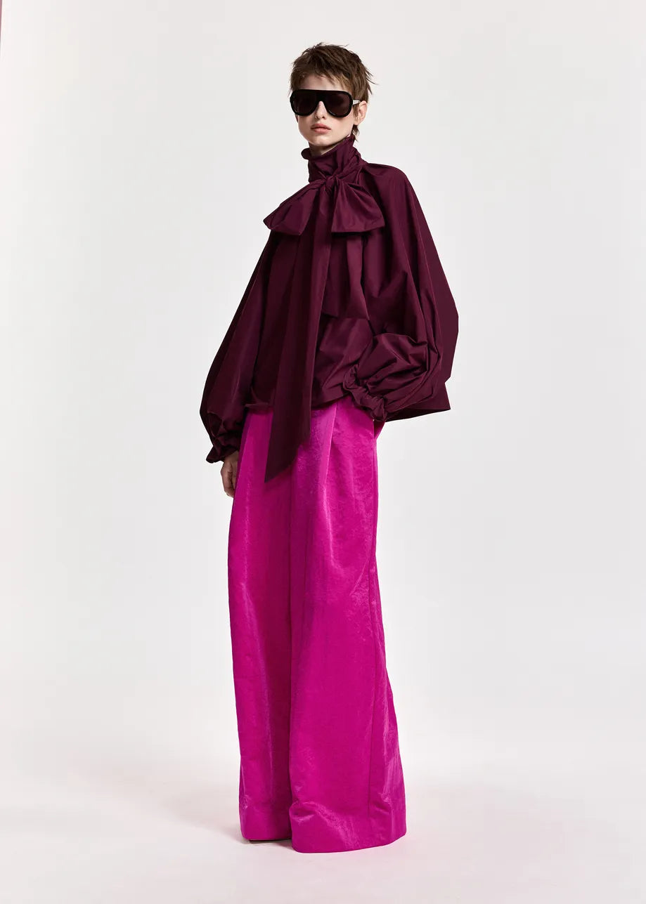 ESA-KEILY WINE BOW TIE BLOUSE