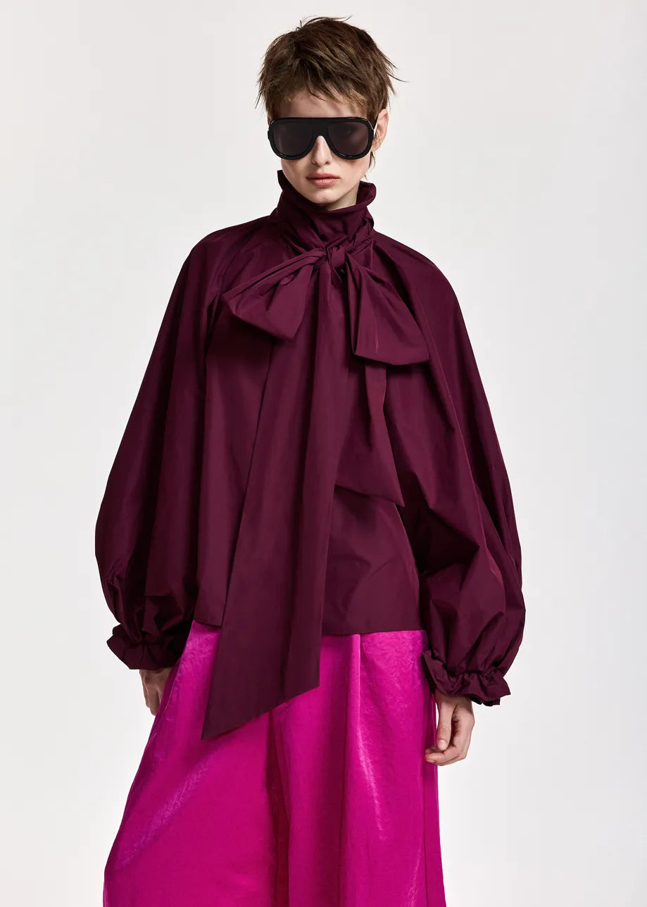 ESA-KEILY WINE BOW TIE BLOUSE