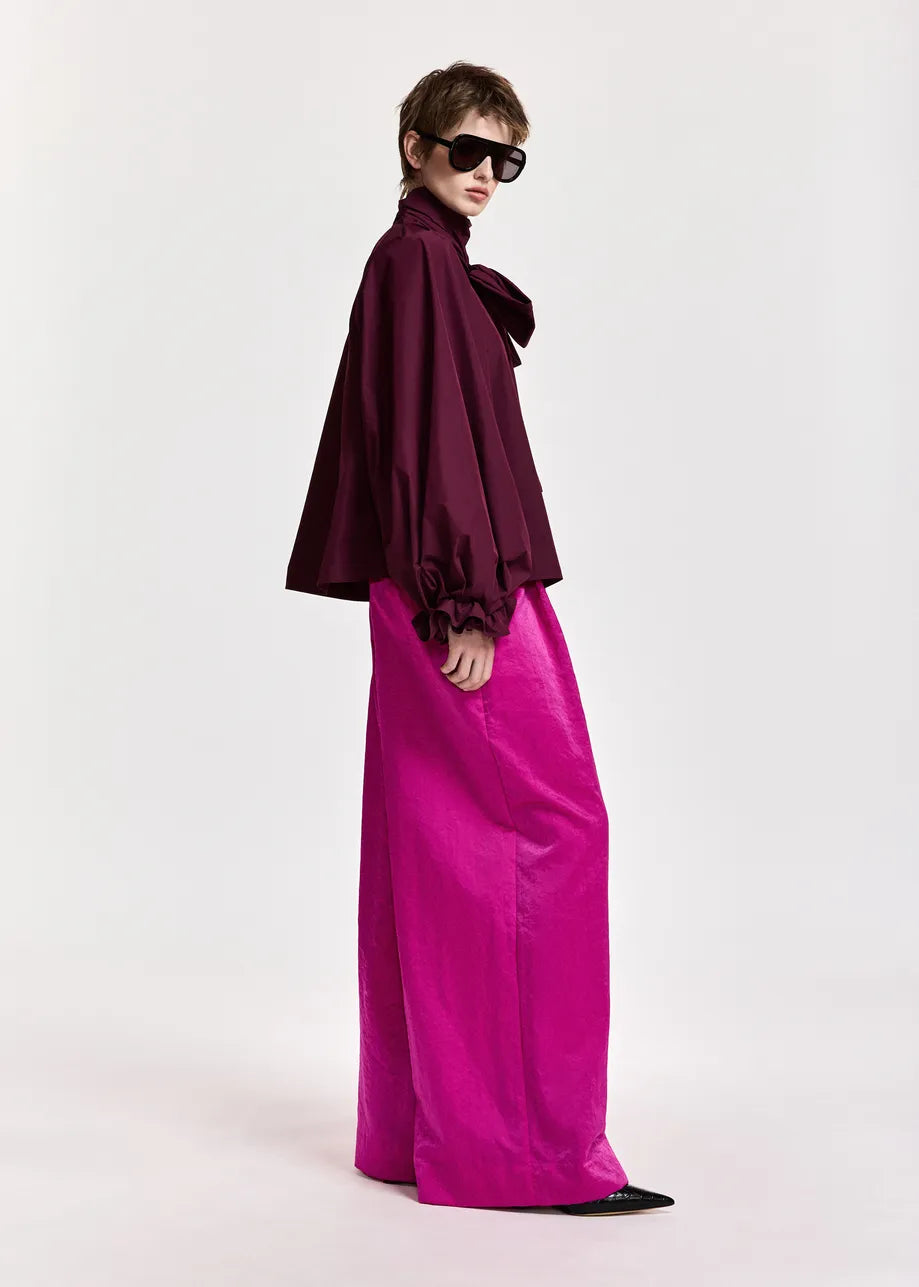ESA-KEILY WINE BOW TIE BLOUSE