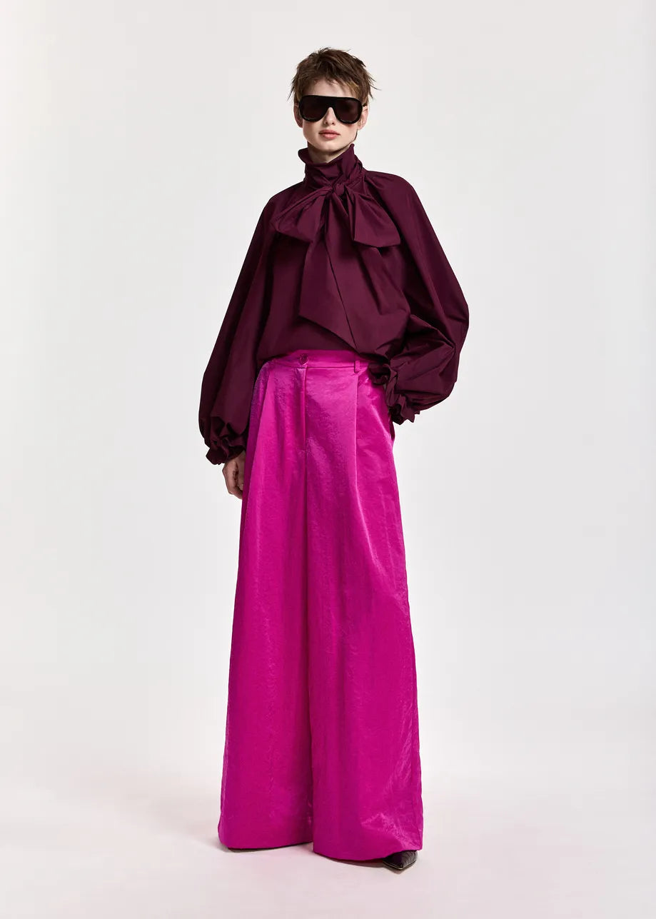 ESA-KEILY WINE BOW TIE BLOUSE