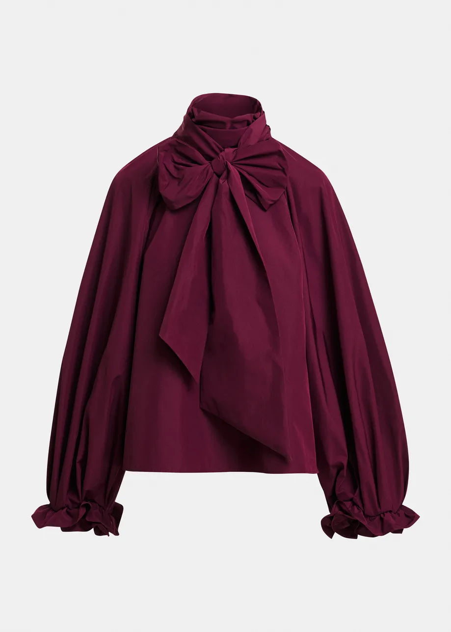 ESA-KEILY WINE BOW TIE BLOUSE