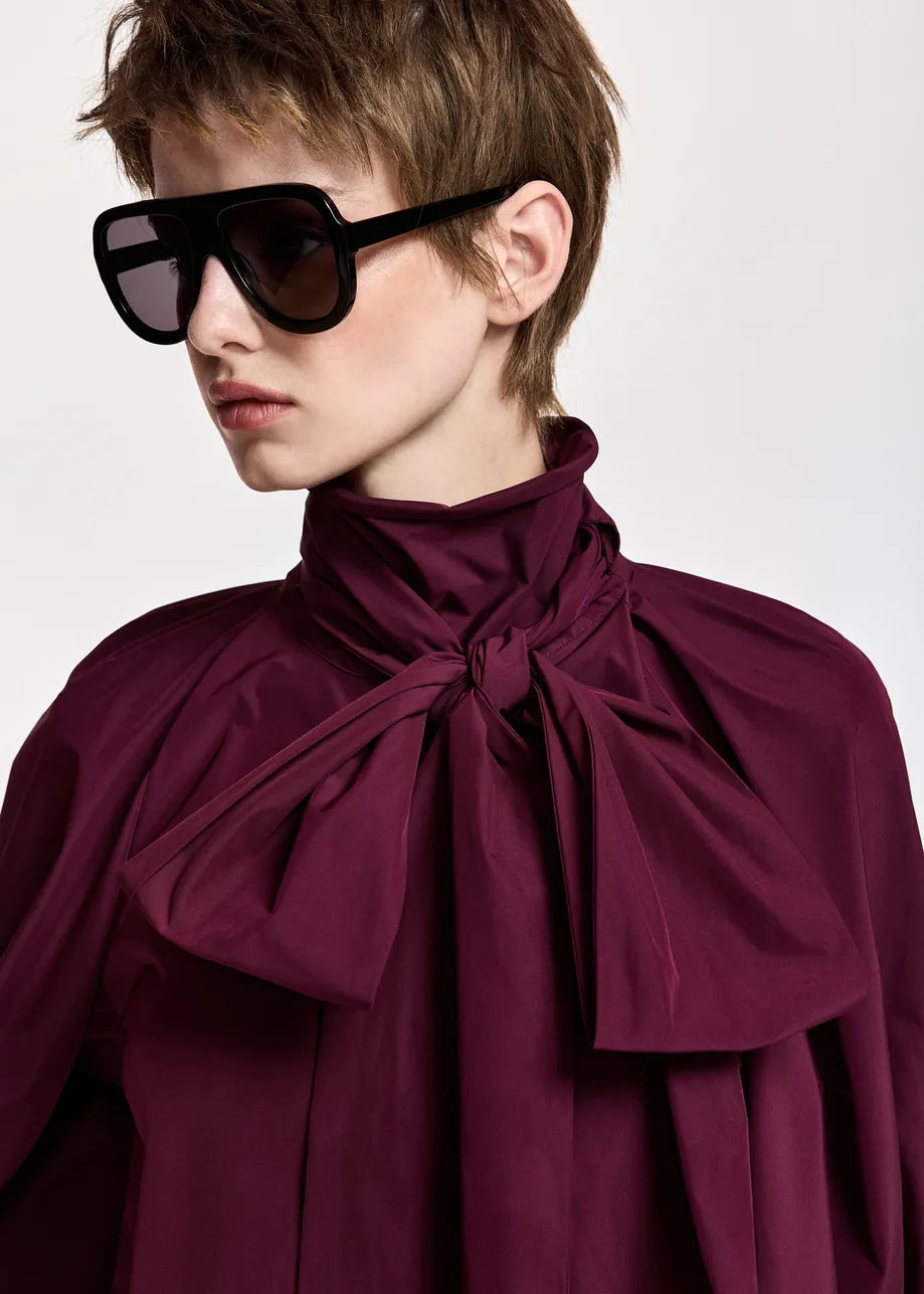 ESA-KEILY WINE BOW TIE BLOUSE