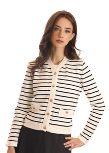 STRIPED WHITE & BLACK CARDIGAN