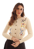 KTL-KNW25,301 WHITE EMBROIDERED CARDIGAN