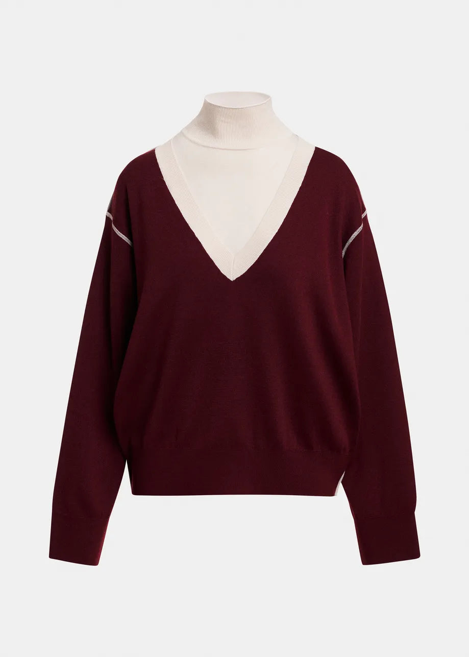 ESA-KOLI BURGANDY COMBO TURTLENECK
