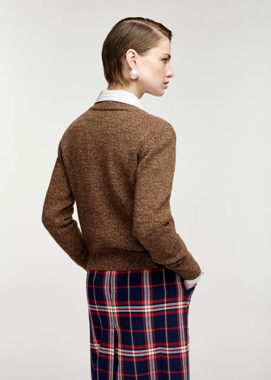 ESA-KORINE CAMEL&RED WOOL TOP