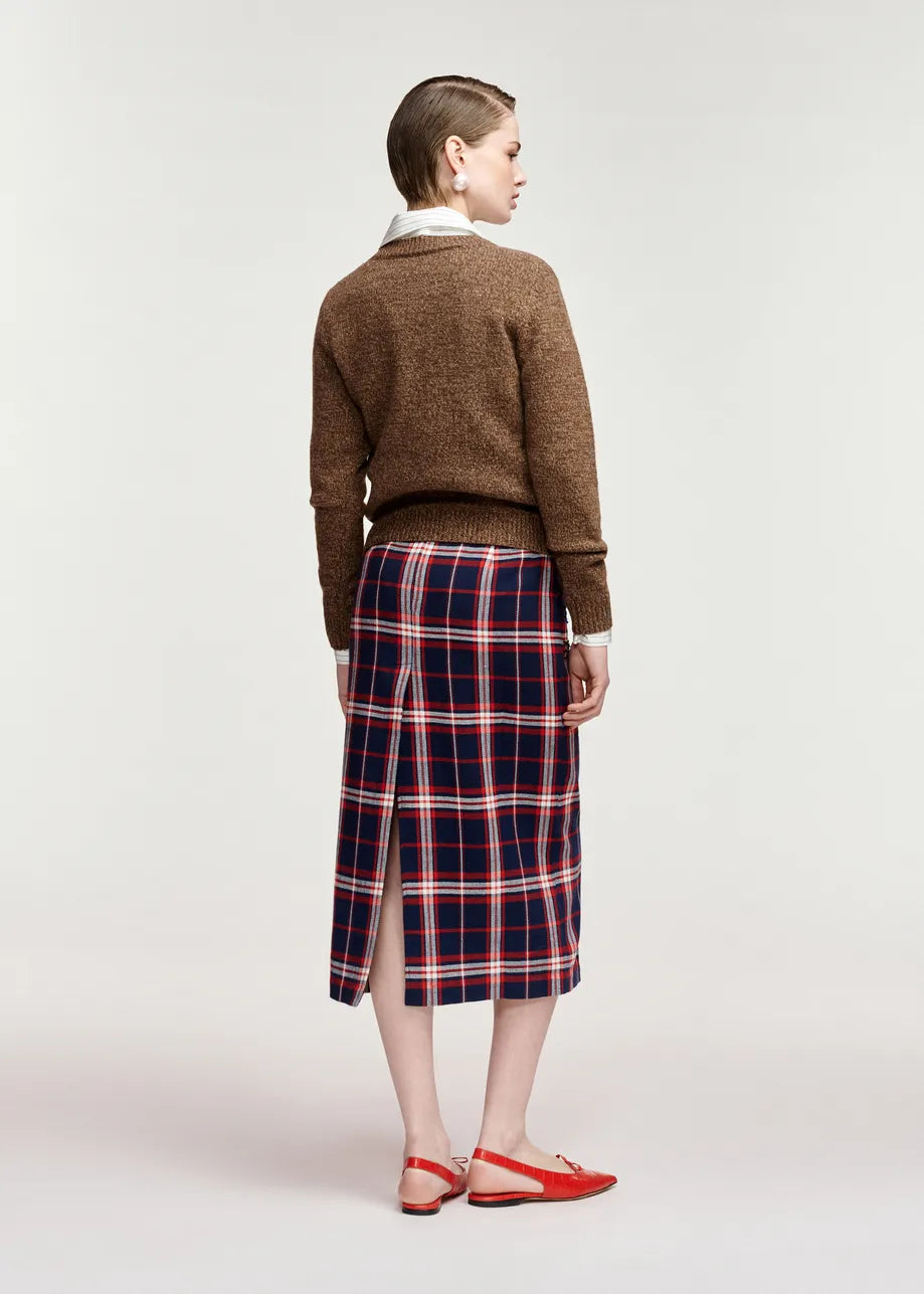 ESA-KORINE CAMEL&RED WOOL TOP