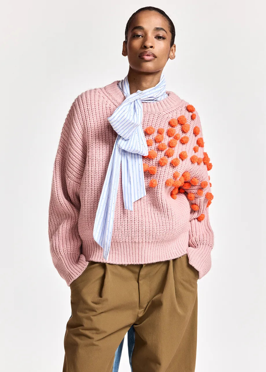 ESA-KOSTAR PINK EMBROIDERED TOP