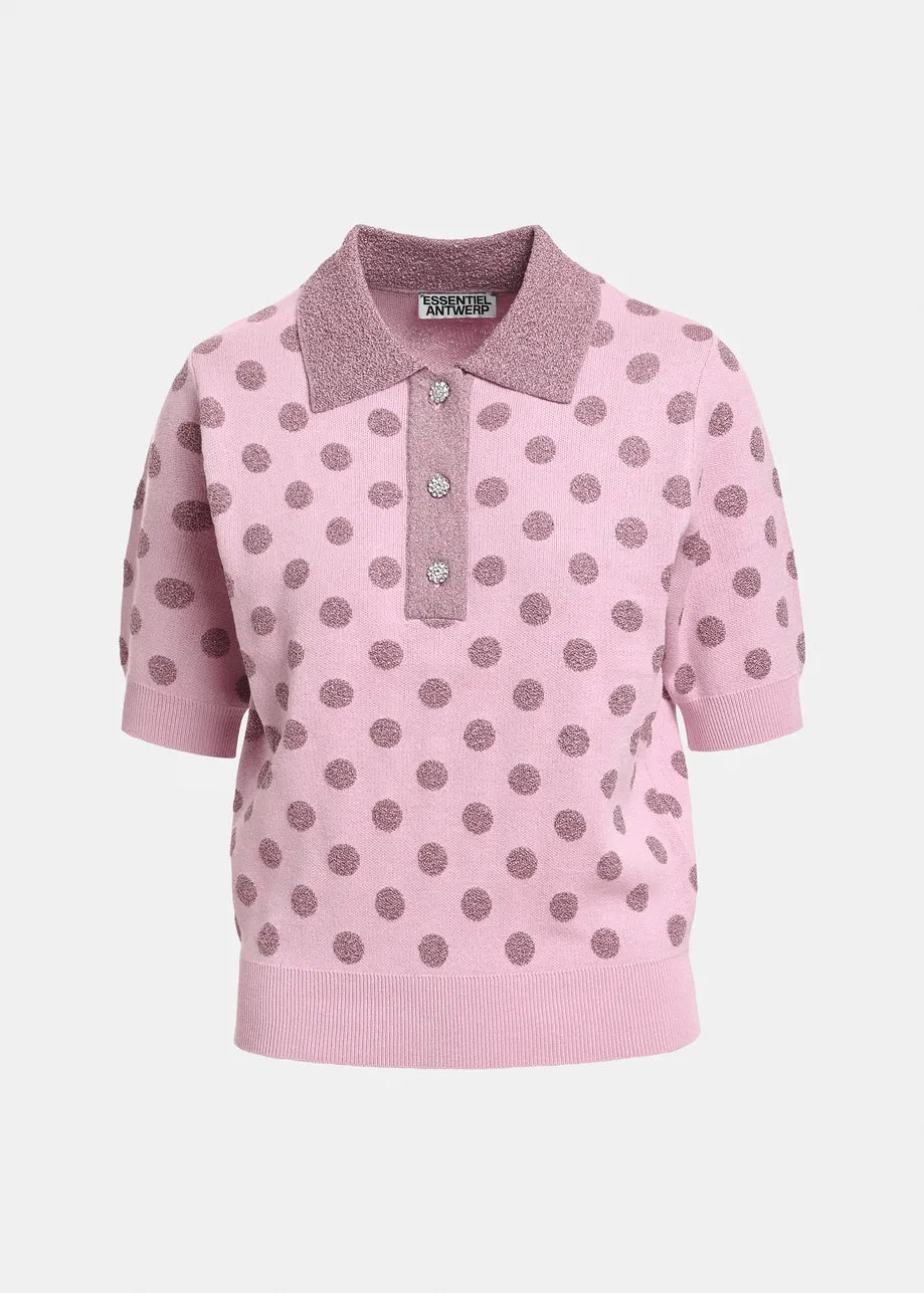 ESA-KRAB BLUSH POLKA DOT POLO TOP