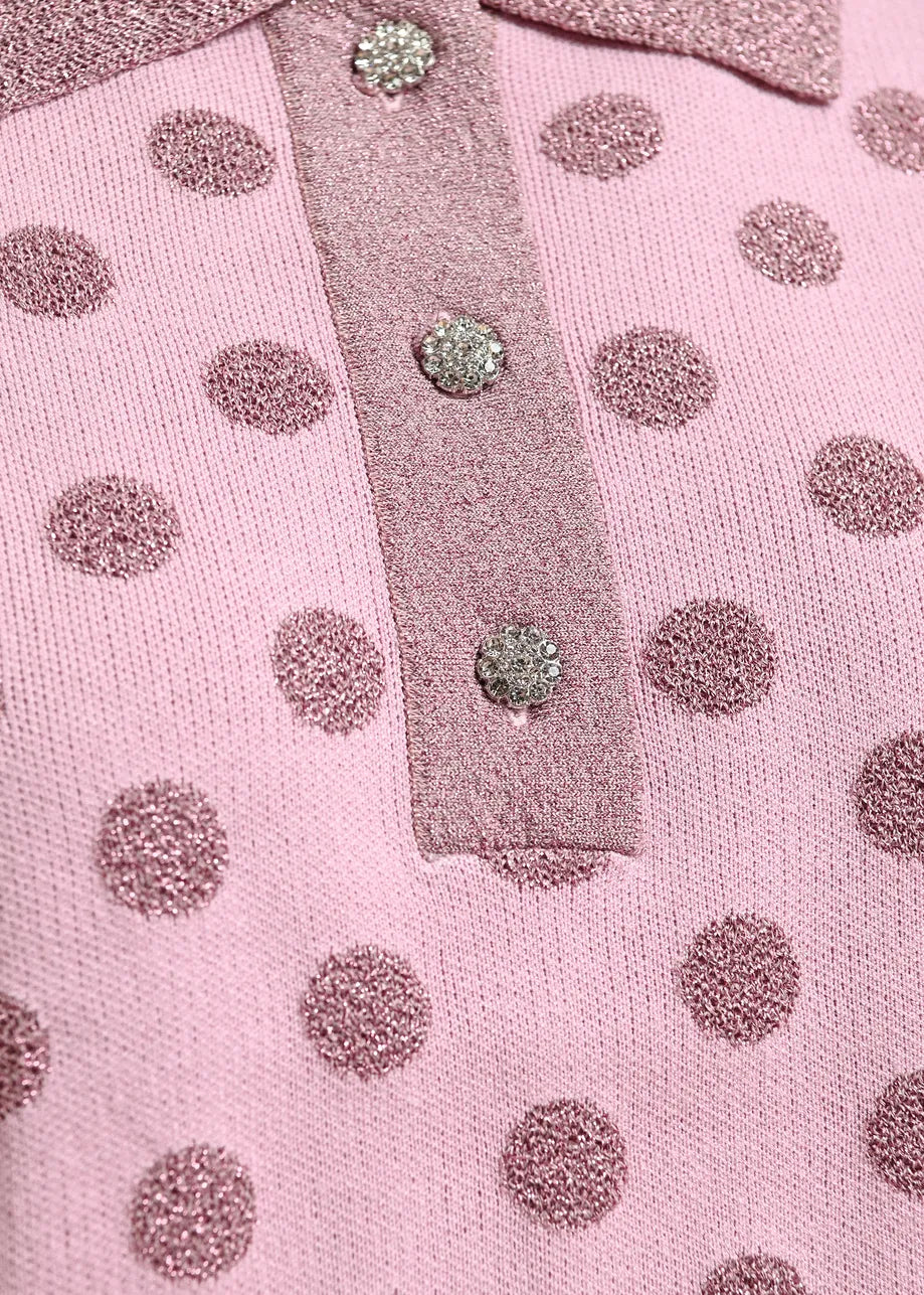 ESA-KRAB BLUSH POLKA DOT POLO TOP