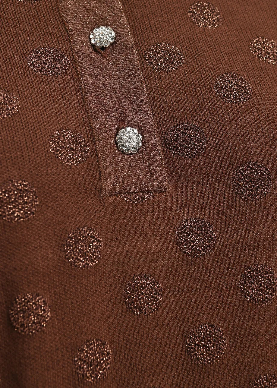 ESA-KRAB MAUVE BROWN POLKA DOT POLO TOP