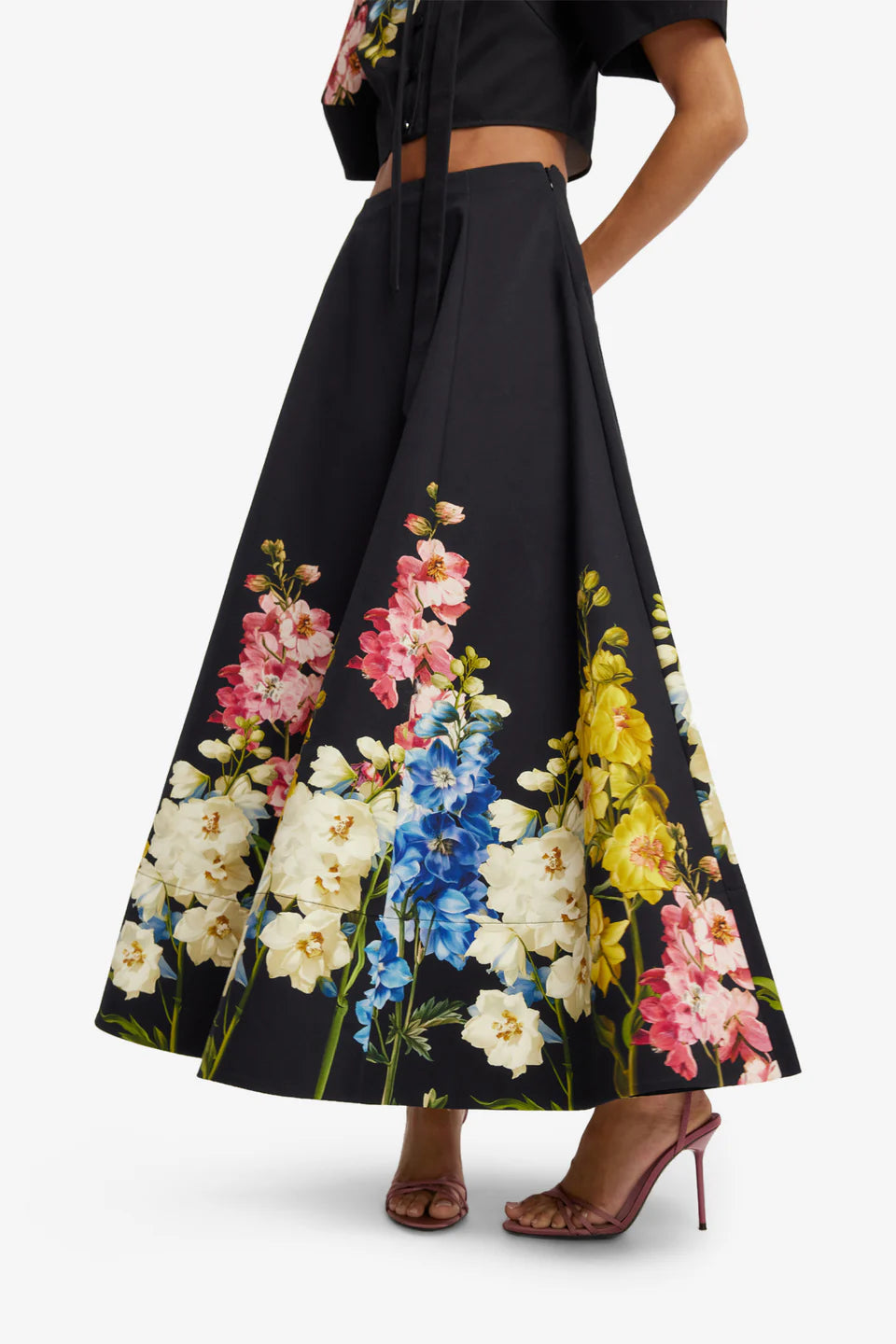 LEO-LLFW260053 ELINA BLACK PRINT SKIRT