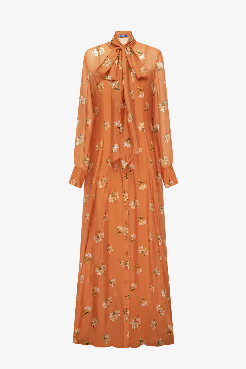 LEO-LLFW26010 LILLITH OCHRE PRINTED DRESS