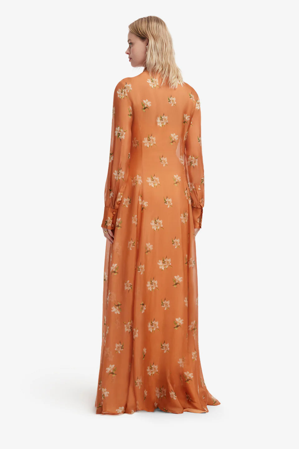 LEO-LLFW26010 LILLITH OCHRE PRINTED DRESS