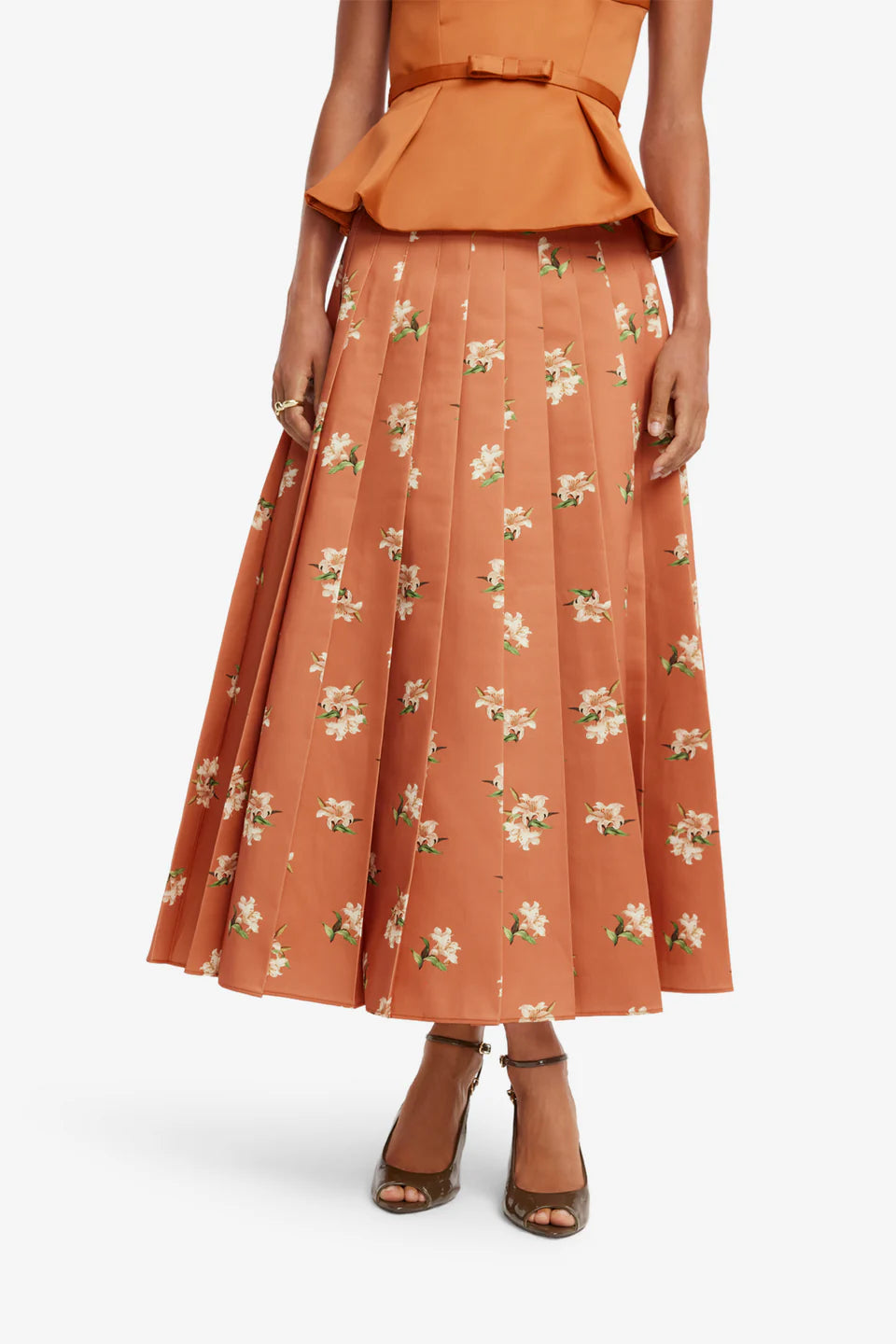 LEO-LLFW20121 JUNE OCHRE PLEATED SKIRT